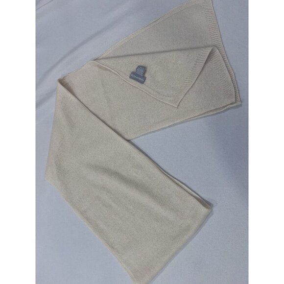 HANNAH ROSE Beige 100% Cashmere Essential Scarf 11" x 76” - Picture 5 of 6